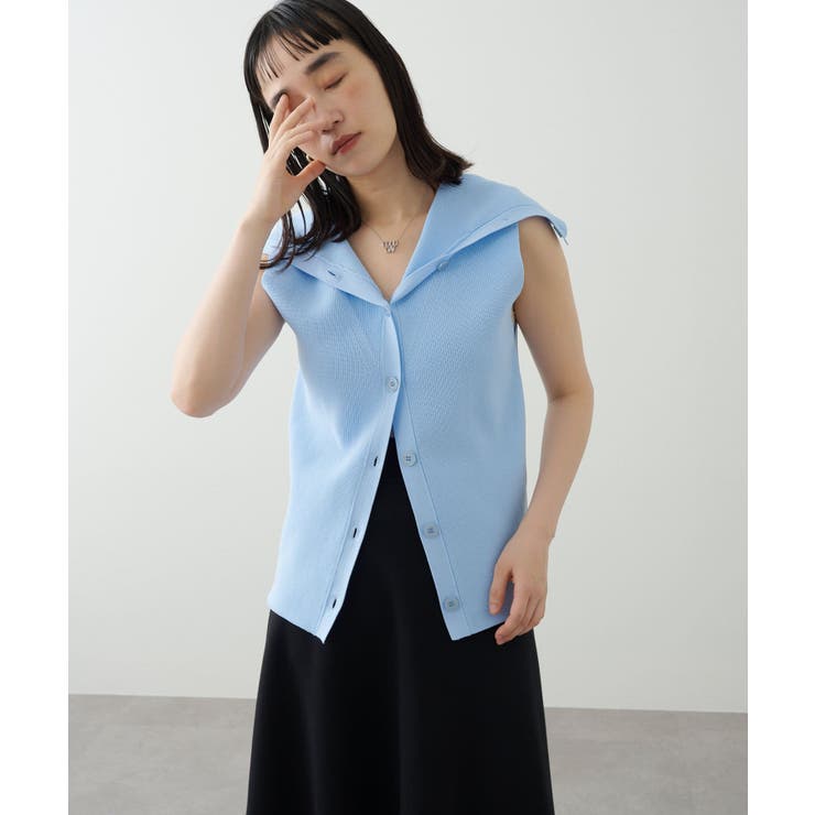 BLU | 【Omekashi】オフショルカラーニットベスト | PAL GROUP OUTLET