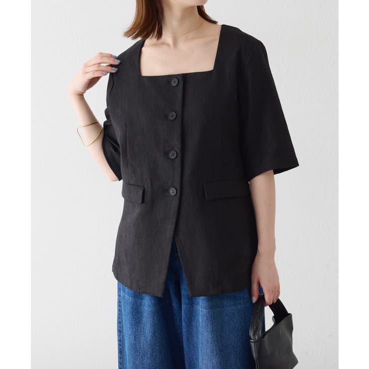 BLK | 【Omekashi】スクエアハーフスリーブジャケット | PAL GROUP OUTLET