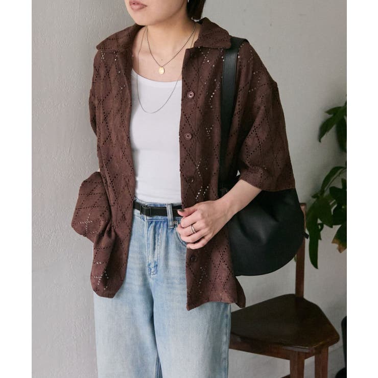 【ear PAPILLONNER】アーガイルレースシャツ【SUM1 STYLE】 | PAL GROUP OUTLET | 詳細画像1 