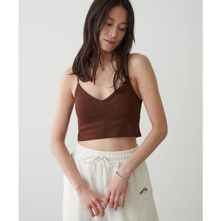 【earthy_】オーガニックコットンカップ付きクロップドVキャミソール | PAL GROUP OUTLET | 詳細画像23 