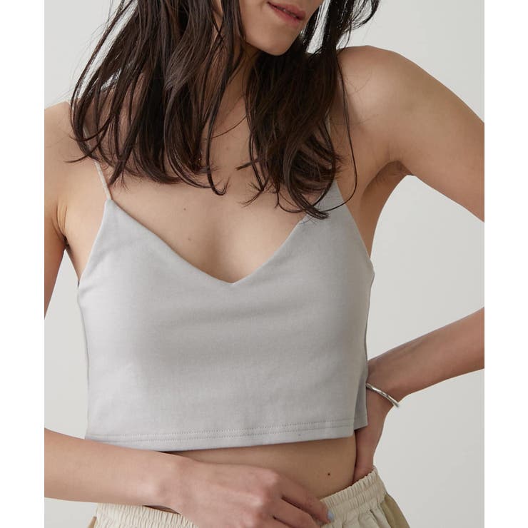 LGRY | 【earthy_】オーガニックコットンカップ付きクロップドVキャミソール | PAL GROUP OUTLET