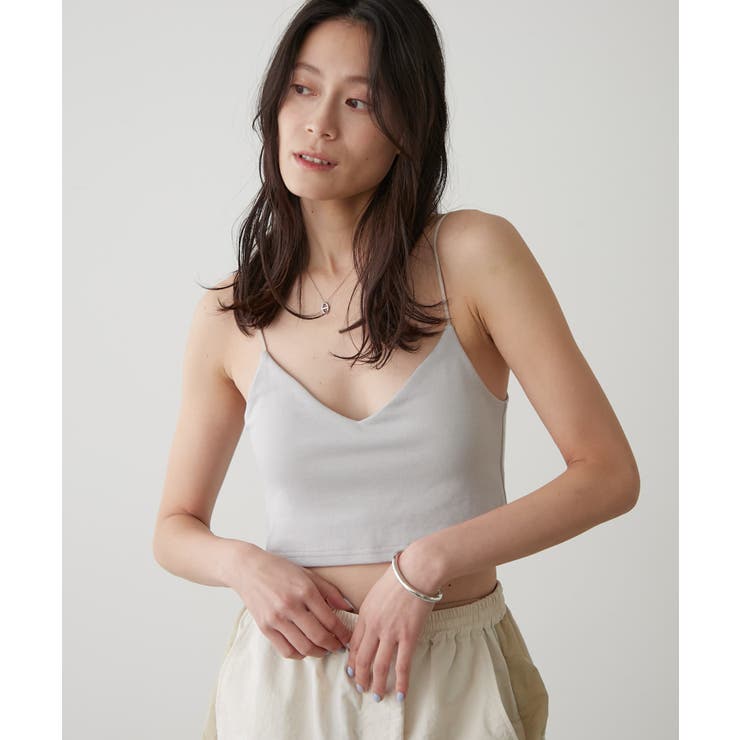 【earthy_】オーガニックコットンカップ付きクロップドVキャミソール | PAL GROUP OUTLET | 詳細画像31 