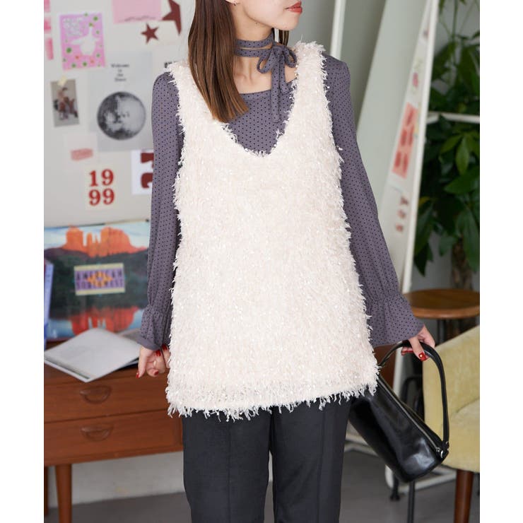 チョーカー付き２wayシャギーベスト | PAL GROUP OUTLET | 詳細画像1 