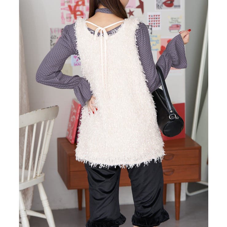 チョーカー付き２wayシャギーベスト | PAL GROUP OUTLET | 詳細画像3 