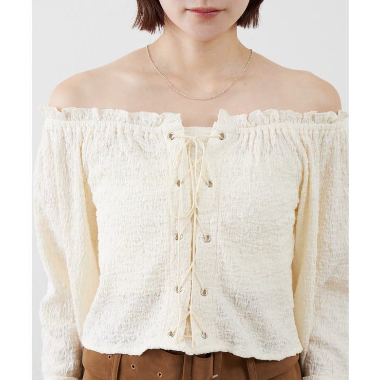 【mystic】[mline]レースアップ ジャガードブラウス | PAL GROUP OUTLET | 詳細画像28 