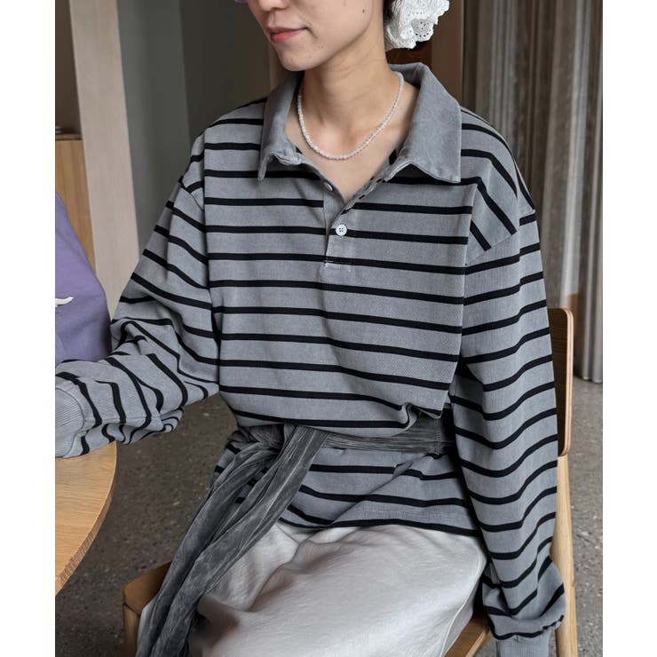 ボーダー襟付きトップス | PAL GROUP OUTLET | 詳細画像1 