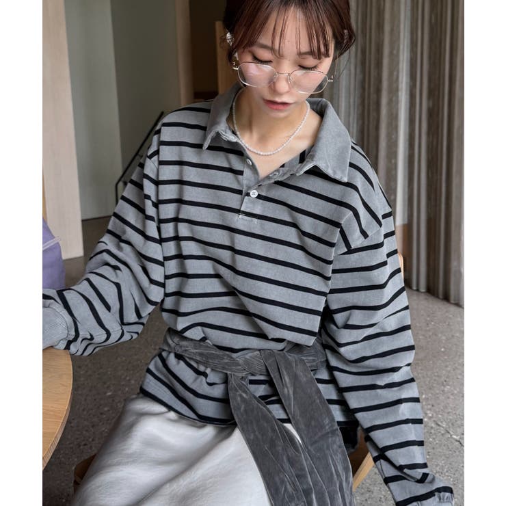 ボーダー襟付きトップス | PAL GROUP OUTLET | 詳細画像4 