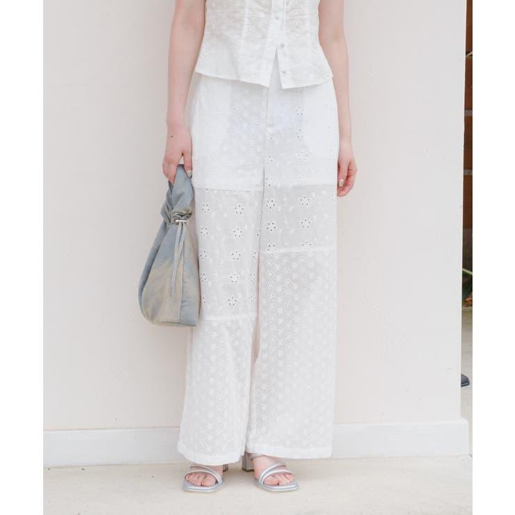 WHT | 【Kastane】コットンレースパッチワークパンツ | PAL GROUP OUTLET