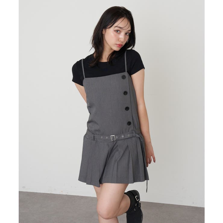 GRY | 【RAY CASSIN】釦デザインプリーツキャミミニOP | PAL GROUP OUTLET