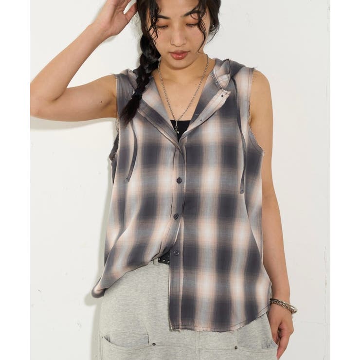 【WHO'S WHO gallery】チェックノースリフードシャツ | PAL GROUP OUTLET | 詳細画像12 