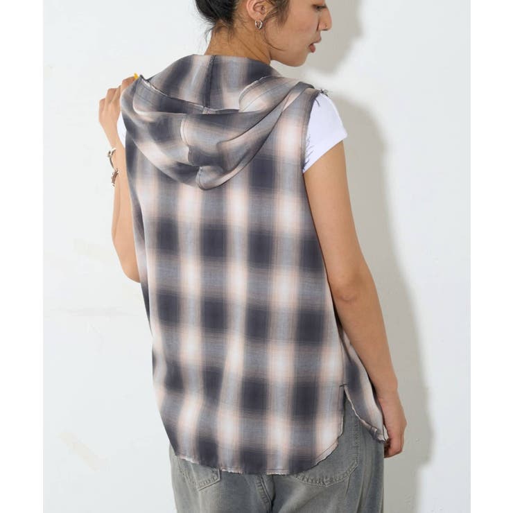 【WHO'S WHO gallery】チェックノースリフードシャツ | PAL GROUP OUTLET | 詳細画像19 