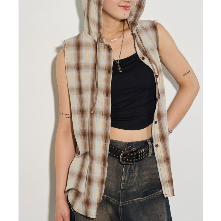 【WHO'S WHO gallery】チェックノースリフードシャツ | PAL GROUP OUTLET | 詳細画像29 