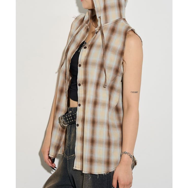 【WHO'S WHO gallery】チェックノースリフードシャツ | PAL GROUP OUTLET | 詳細画像30 