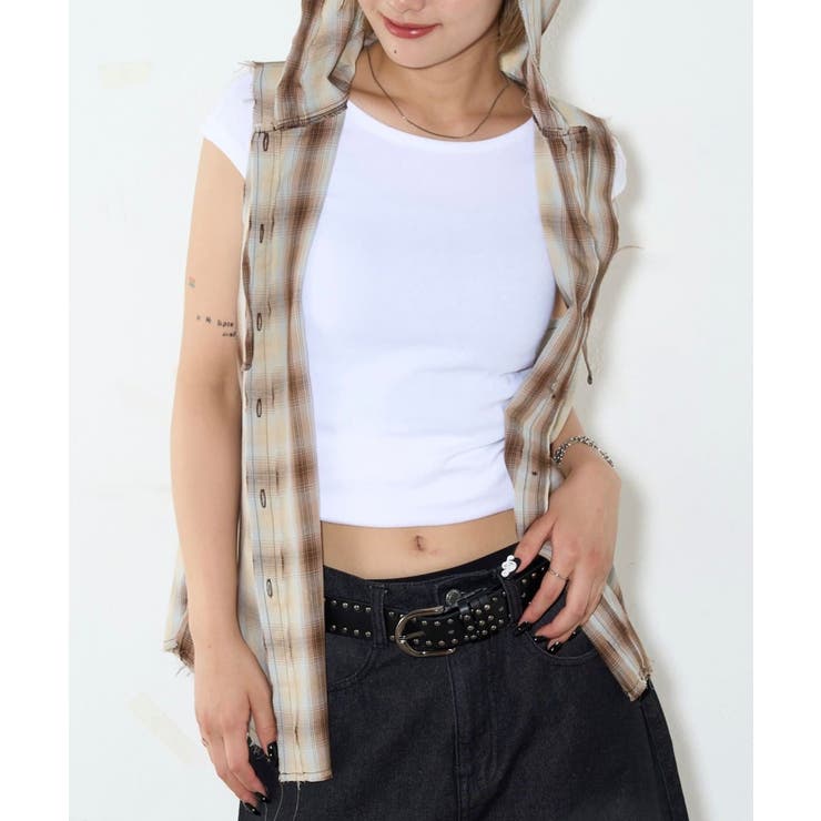 【WHO'S WHO gallery】チェックノースリフードシャツ | PAL GROUP OUTLET | 詳細画像41 