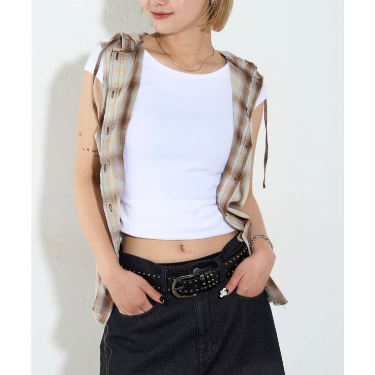 【WHO'S WHO gallery】チェックノースリフードシャツ | PAL GROUP OUTLET | 詳細画像42 