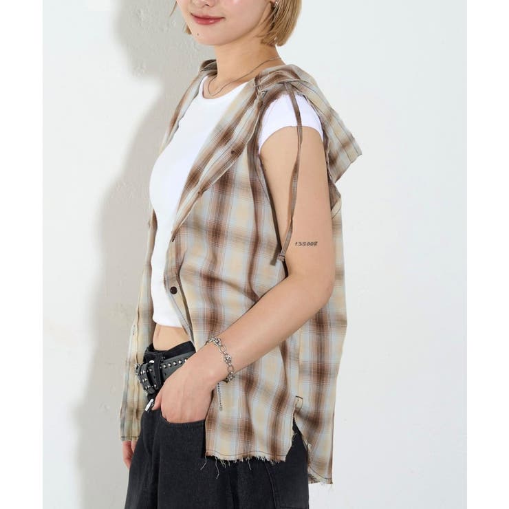 【WHO'S WHO gallery】チェックノースリフードシャツ | PAL GROUP OUTLET | 詳細画像43 