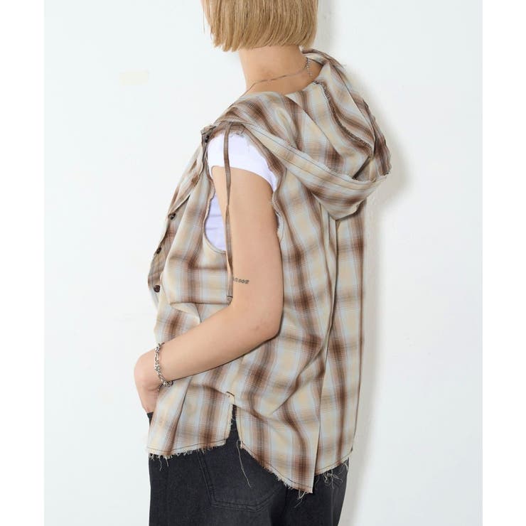 【WHO'S WHO gallery】チェックノースリフードシャツ | PAL GROUP OUTLET | 詳細画像44 