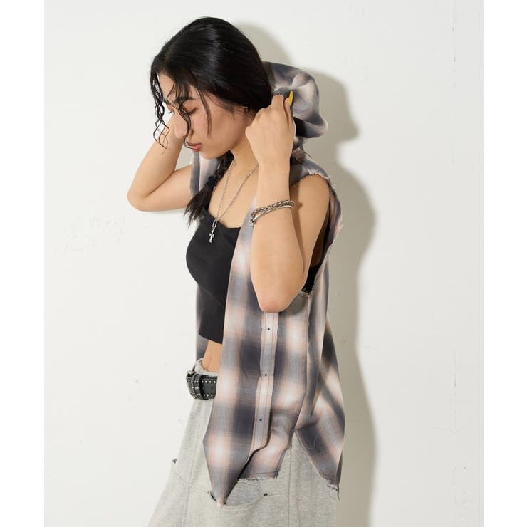 【WHO'S WHO gallery】チェックノースリフードシャツ | PAL GROUP OUTLET | 詳細画像8 