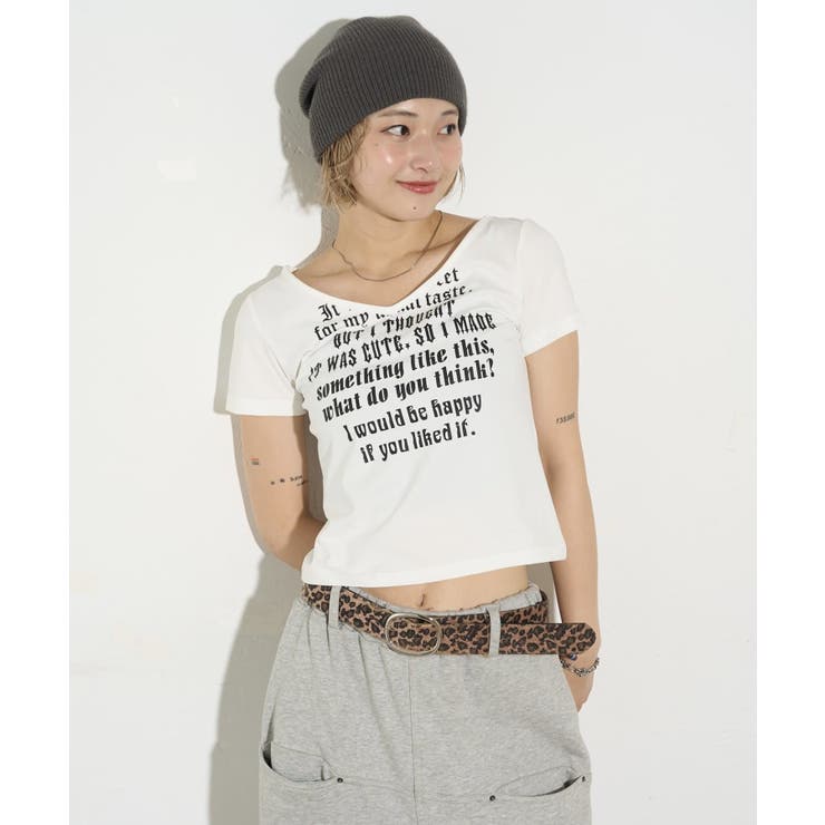 【WHO'S WHO gallery】メッセージVネックTEE | PAL GROUP OUTLET | 詳細画像1 