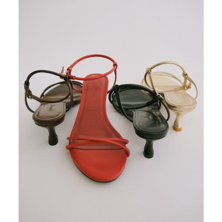 RED | 【Omekashi】クロスストラップヒールサンダル | PAL GROUP OUTLET