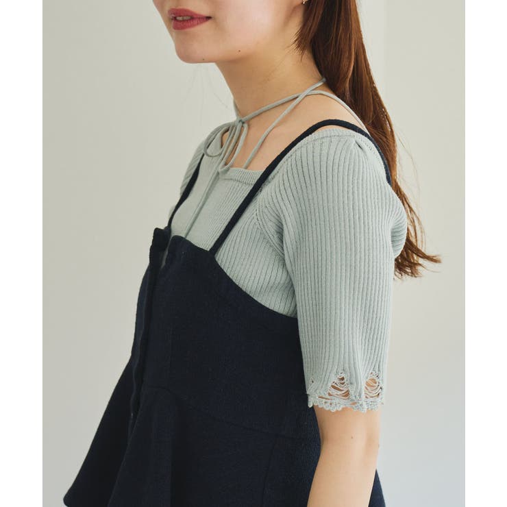 【Kastane】ダメージクロシェリブ半袖ニット | PAL GROUP OUTLET | 詳細画像16 