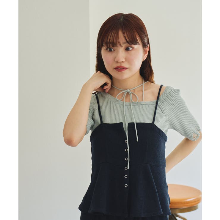 【Kastane】ダメージクロシェリブ半袖ニット | PAL GROUP OUTLET | 詳細画像4 