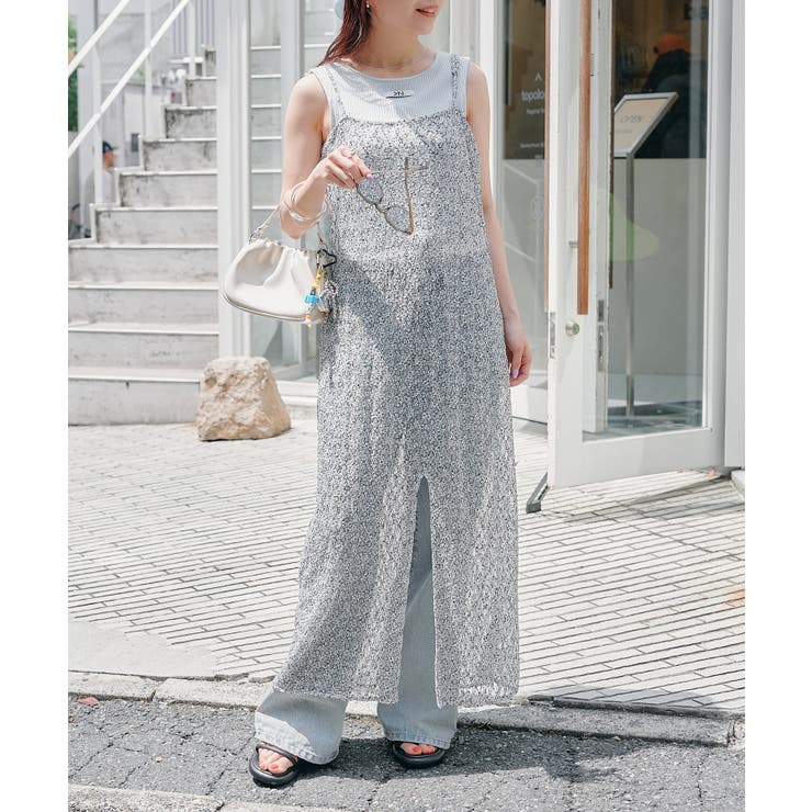 WHT | 【Kastane】レースフラワーキャミワンピース | PAL GROUP OUTLET
