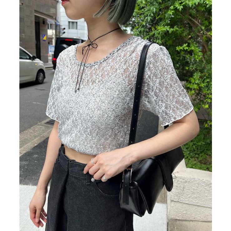 WHT | 【Kastane】レースフラワープリントTEE | PAL GROUP OUTLET