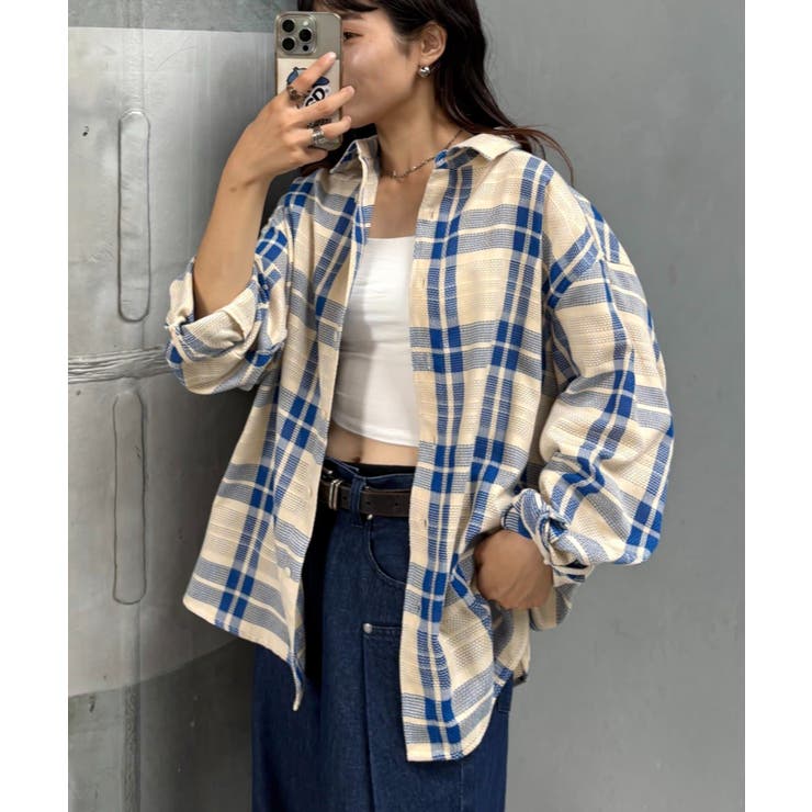 beige | 【CIAOPANIC TYPY】バスケット編みメッシュチェックシャツ | PAL GROUP OUTLET
