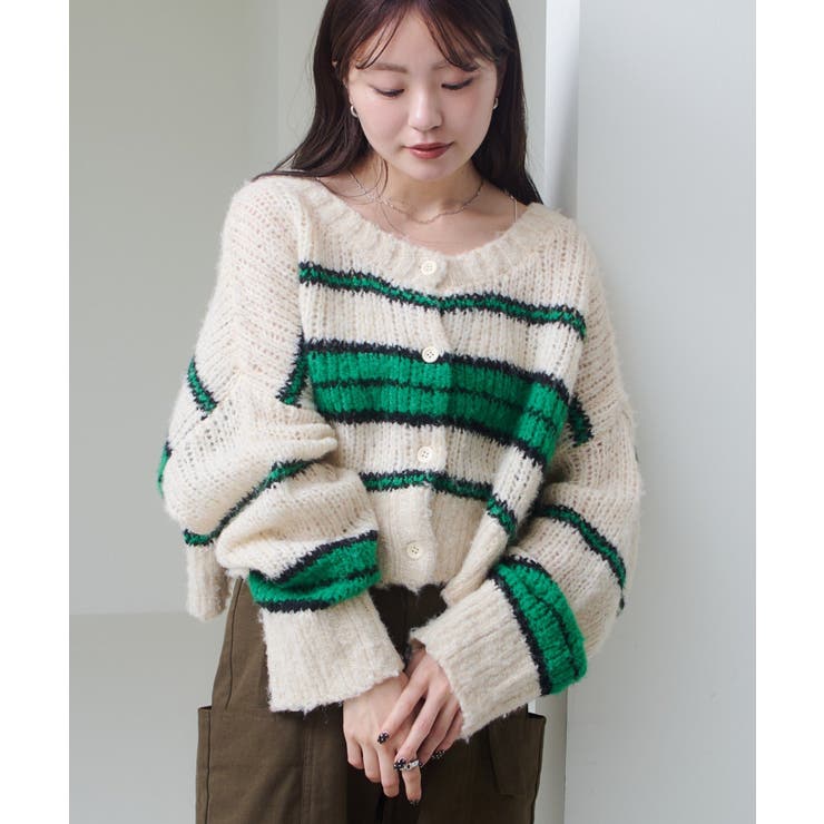 IVOGRN | 【Kastane】ボーダーモヘアライクニット | PAL GROUP OUTLET