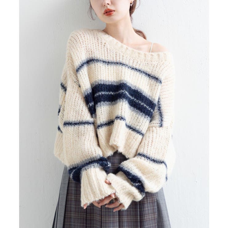 【Kastane】ボーダーモヘアライクニット | PAL GROUP OUTLET | 詳細画像25 