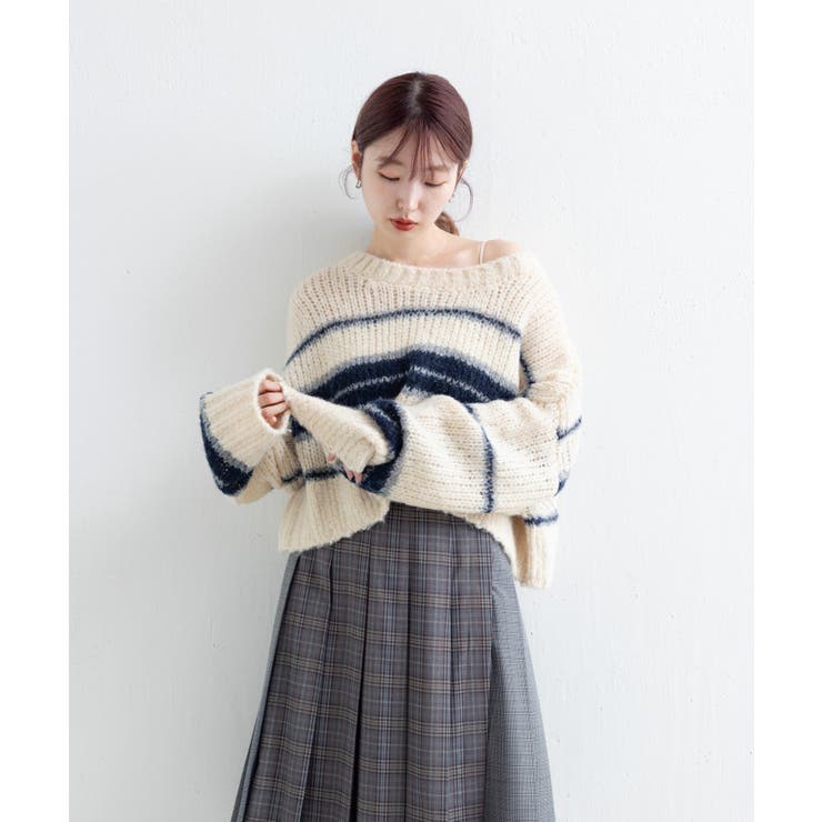 【Kastane】ボーダーモヘアライクニット | PAL GROUP OUTLET | 詳細画像28 