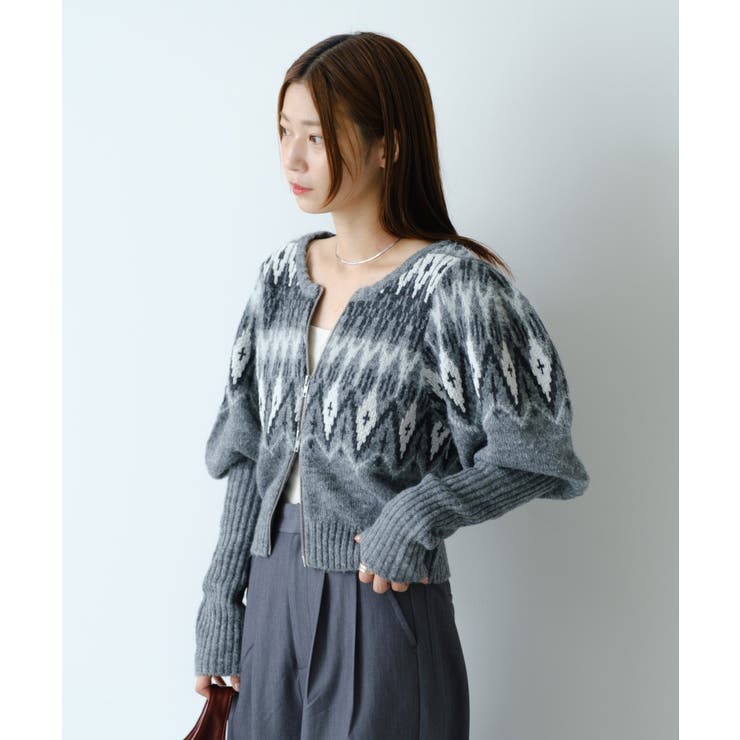 GRY | 【Kastane】ノルディックZIPカーディガン | PAL GROUP OUTLET