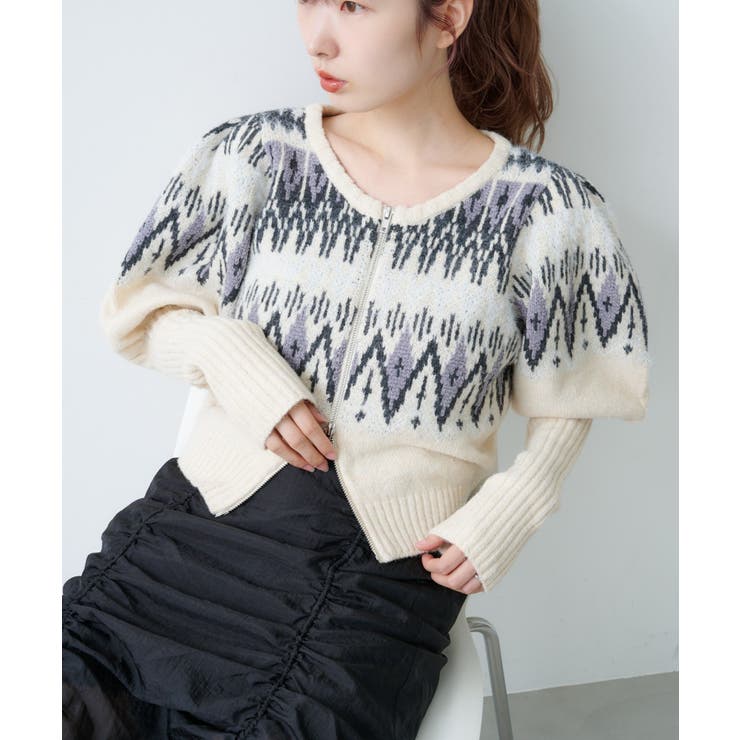 【Kastane】ノルディックZIPカーディガン | PAL GROUP OUTLET | 詳細画像1 