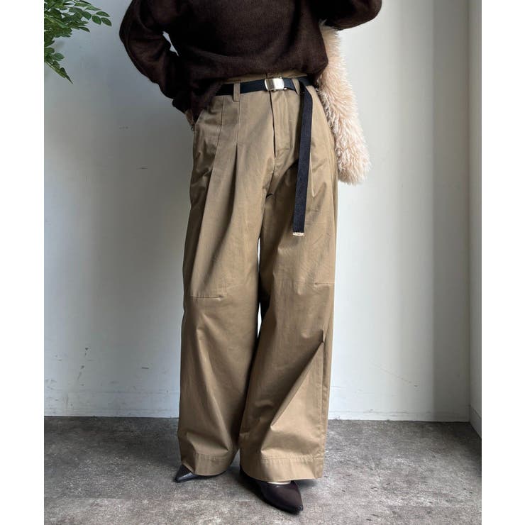 BE | 【DouDou】ツイルワイドカーブパンツ | PAL GROUP OUTLET