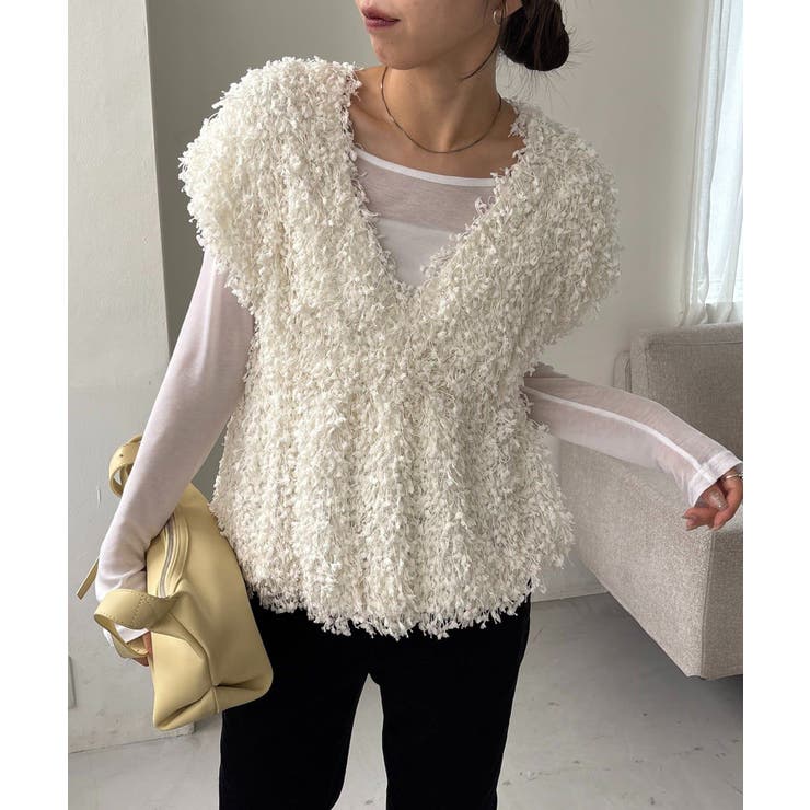 【CAPRICIEUX LE'MAGE】ブークレフリンジトップス | PAL GROUP OUTLET | 詳細画像1 