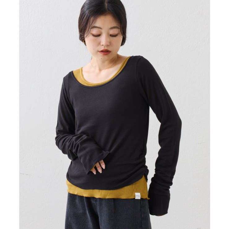 black | レイヤードシアートップス | PAL GROUP OUTLET