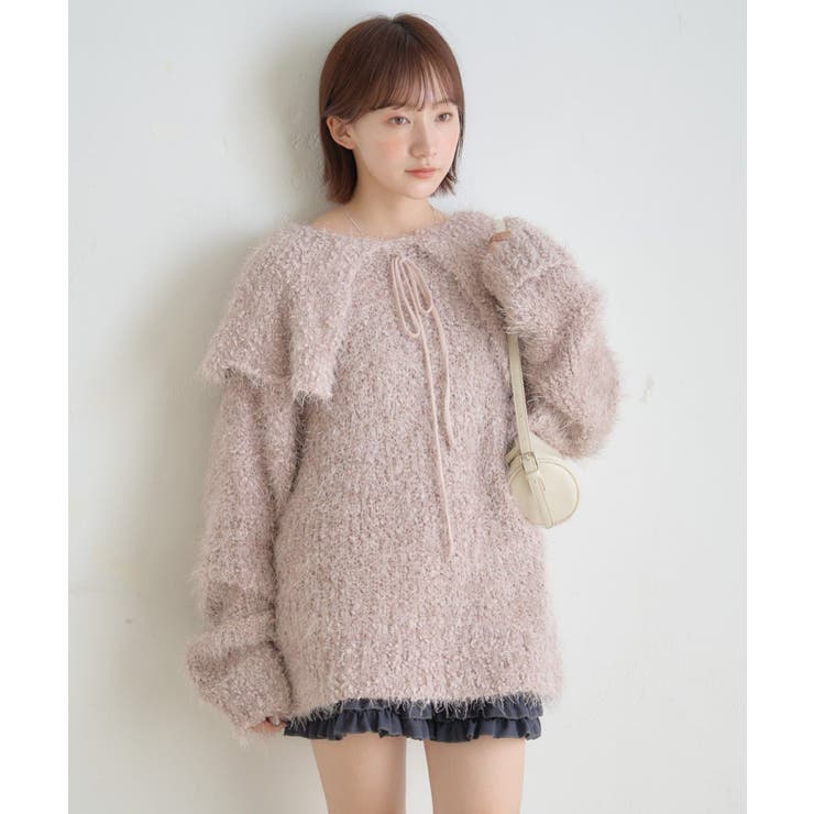 PNK | 【mystic】[mline]襟付きスノーシャギーニット | PAL GROUP OUTLET