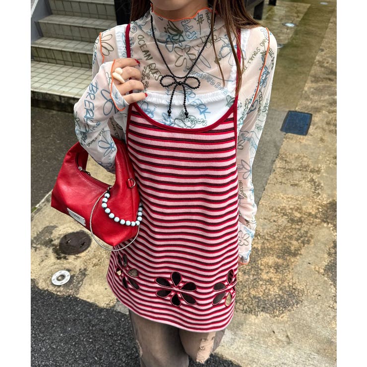 【Ciaopanic】H.Sボーダーフラワーカットキャミチュニック | PAL GROUP OUTLET | 詳細画像1 