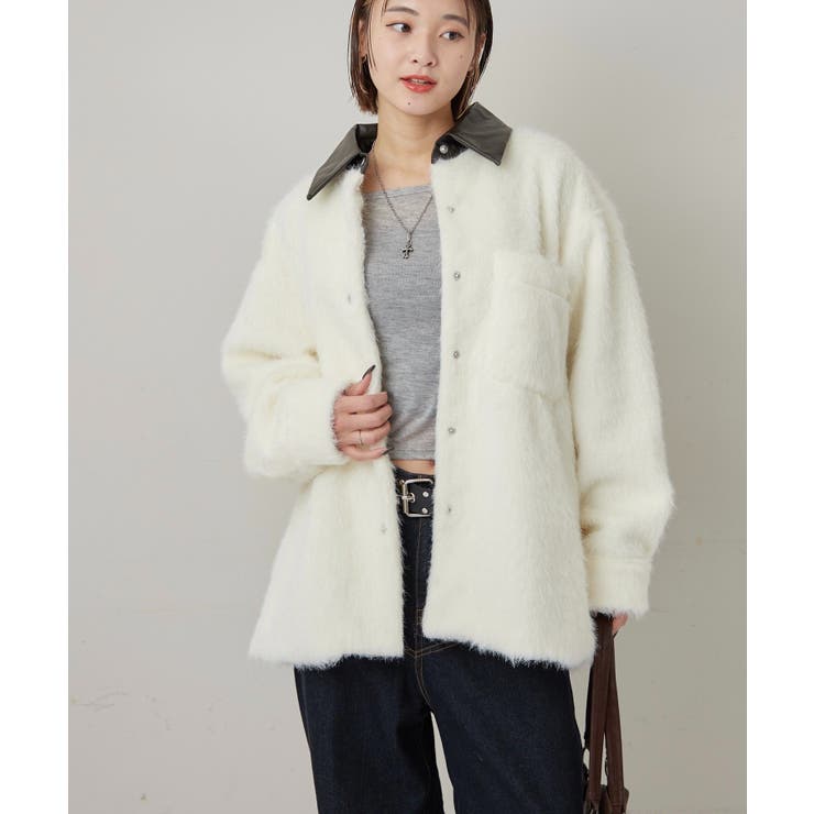 【WHO'S WHO gallery】襟切り替えシャギーシャツジャケット | PAL GROUP OUTLET | 詳細画像1 