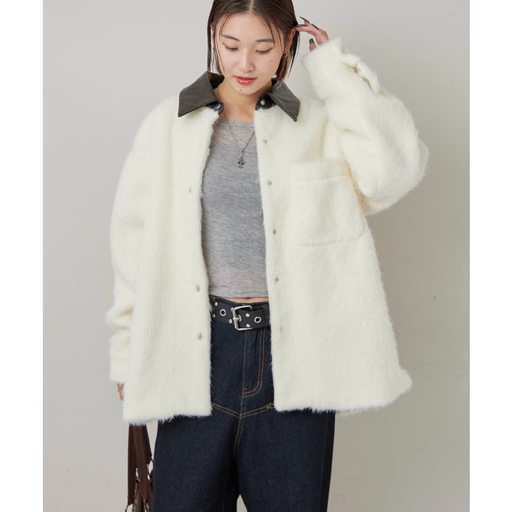 【WHO'S WHO gallery】襟切り替えシャギーシャツジャケット | PAL GROUP OUTLET | 詳細画像2 