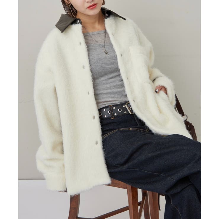 【WHO'S WHO gallery】襟切り替えシャギーシャツジャケット | PAL GROUP OUTLET | 詳細画像4 