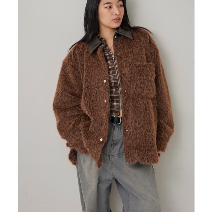 【WHO'S WHO gallery】襟切り替えシャギーシャツジャケット | PAL GROUP OUTLET | 詳細画像7 