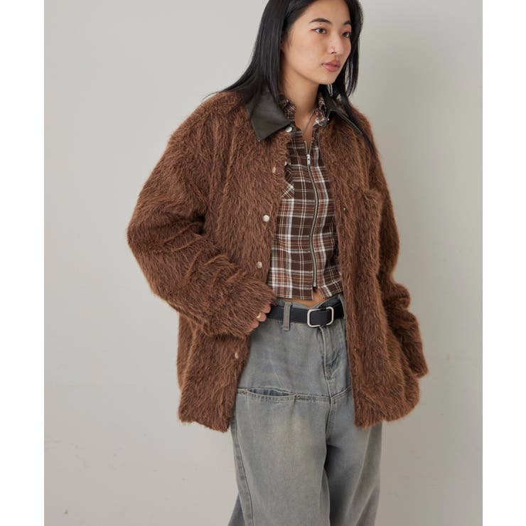 【WHO'S WHO gallery】襟切り替えシャギーシャツジャケット | PAL GROUP OUTLET | 詳細画像8 