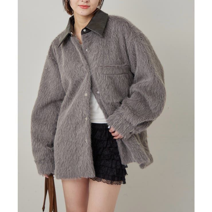 GRY | 【WHO'S WHO gallery】襟切り替えシャギーシャツジャケット | PAL GROUP OUTLET