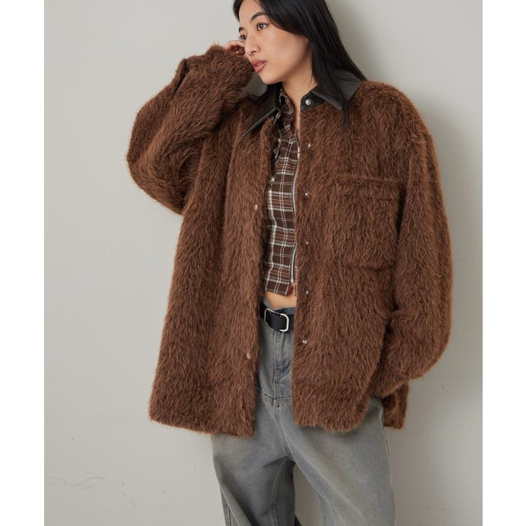 BRN | 【WHO'S WHO gallery】襟切り替えシャギーシャツジャケット | PAL GROUP OUTLET