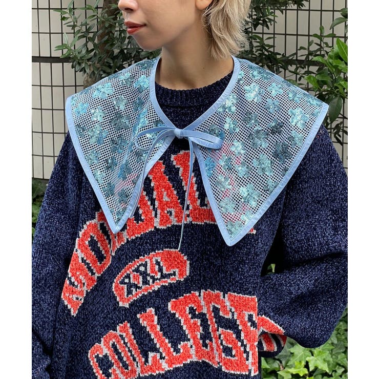 SAX BLUE | 【Ciaopanic】H.Sスパンコール付け衿 | PAL GROUP OUTLET