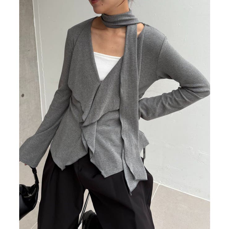 GRAY | 【CAPRICIEUX LE'MAGE】タイ付ラッフルTOPS | PAL GROUP OUTLET