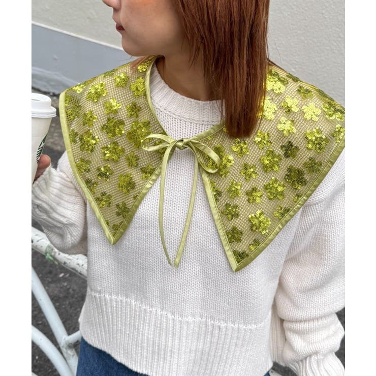 GREEN | 【CIAOPANIC TYPY】H.Sスパンコール付け衿 | PAL GROUP OUTLET