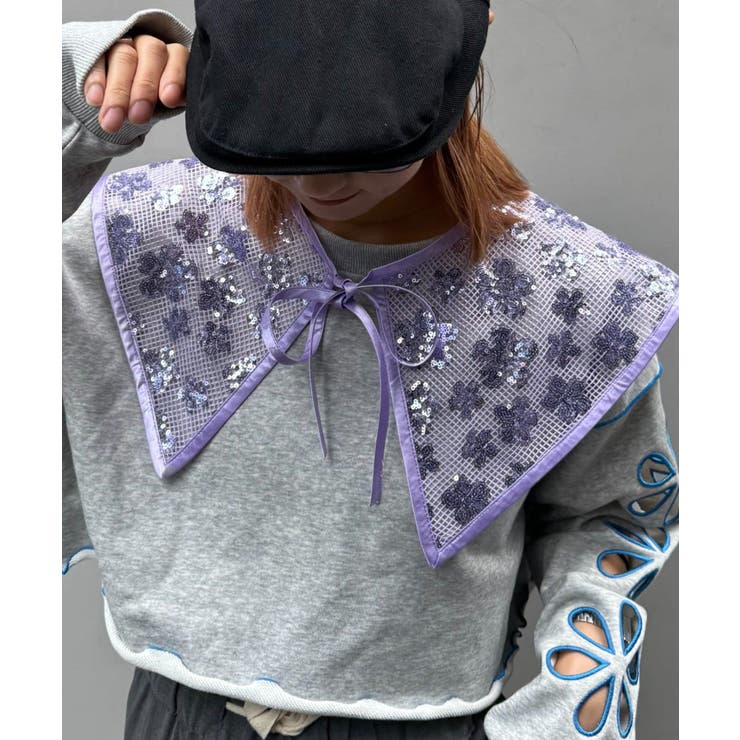 PURPLE | 【CIAOPANIC TYPY】H.Sスパンコール付け衿 | PAL GROUP OUTLET